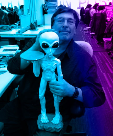 Lee Speigel and an alien friend